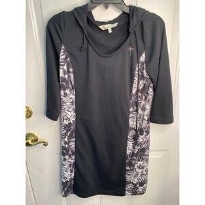 Margaritaville Black Hooded Dress Size Small with Tropical Sides